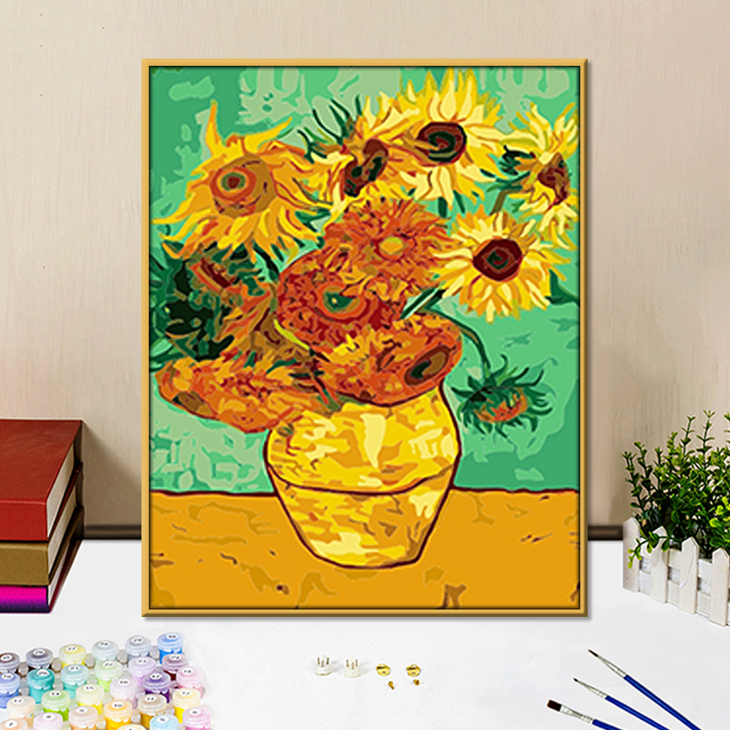 梵高名画简单涂色画diy数字油画