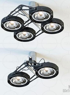 四头方形铜灯灯芯50w斗胆灯ar111黑色白色吊顶平板灯盘智能无主灯