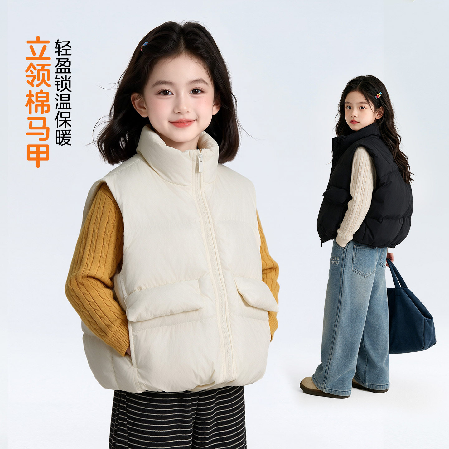 女童棉服马甲26冬季新款加厚保暖校服神器内搭外穿亲子装儿童外套