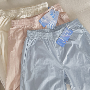 薄款 宽松直筒裤 女夏季 冰丝速干防晒裤 轻薄速干运动工装 UPF50 裤