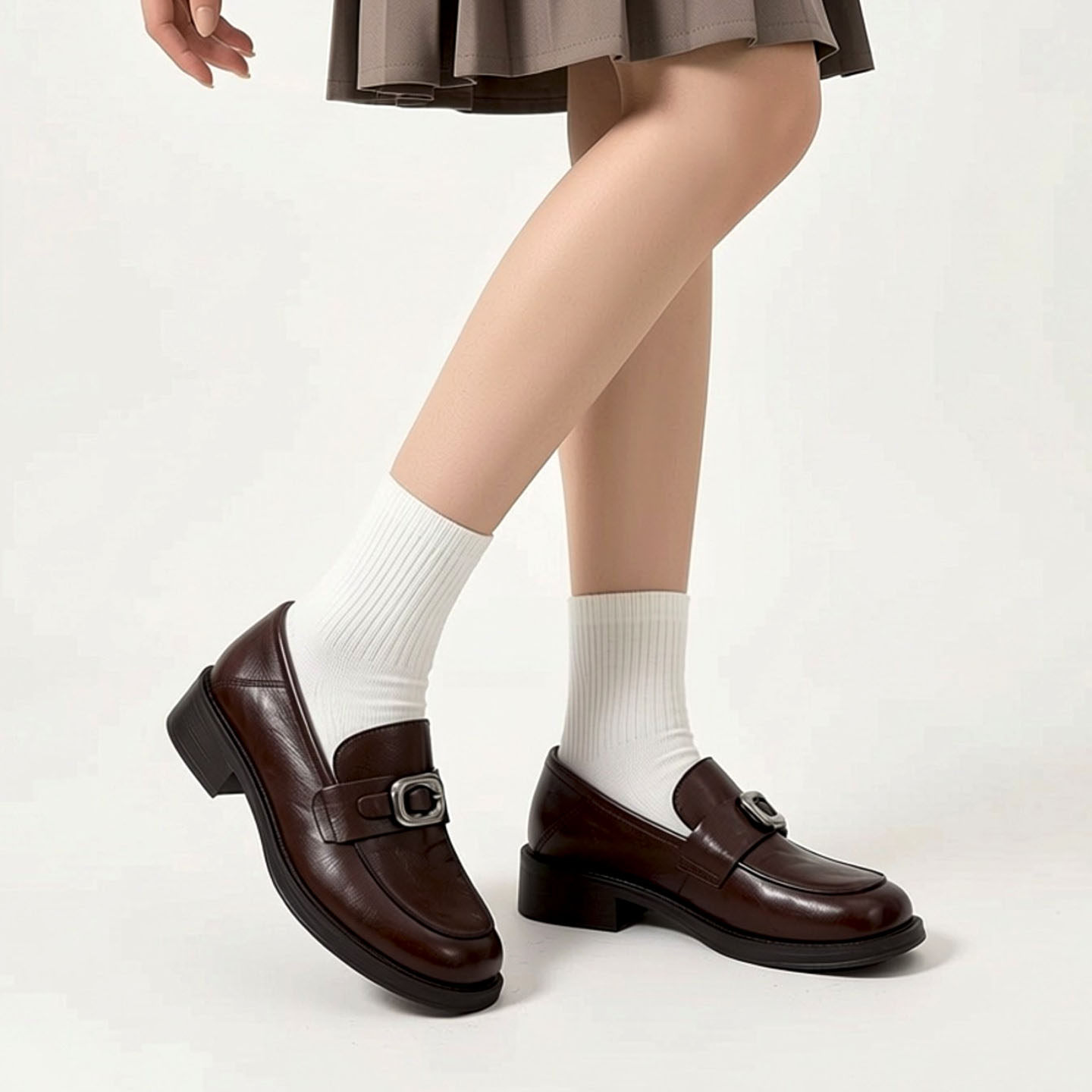 轻奢高端头层牛皮乐福鞋女2026新款时尚通勤皮带扣中跟显瘦单鞋,女鞋,乐福鞋（豆豆鞋）,淘宝优惠券,粉丝福利购,淘宝优惠卷