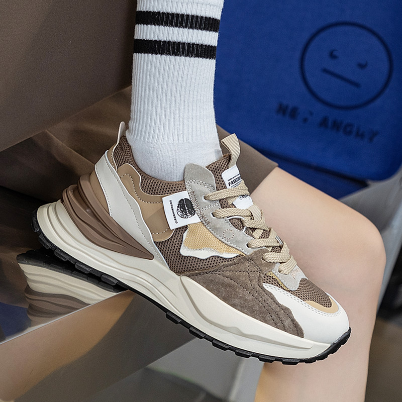 拼色运动鞋厚底圆头休闲运动