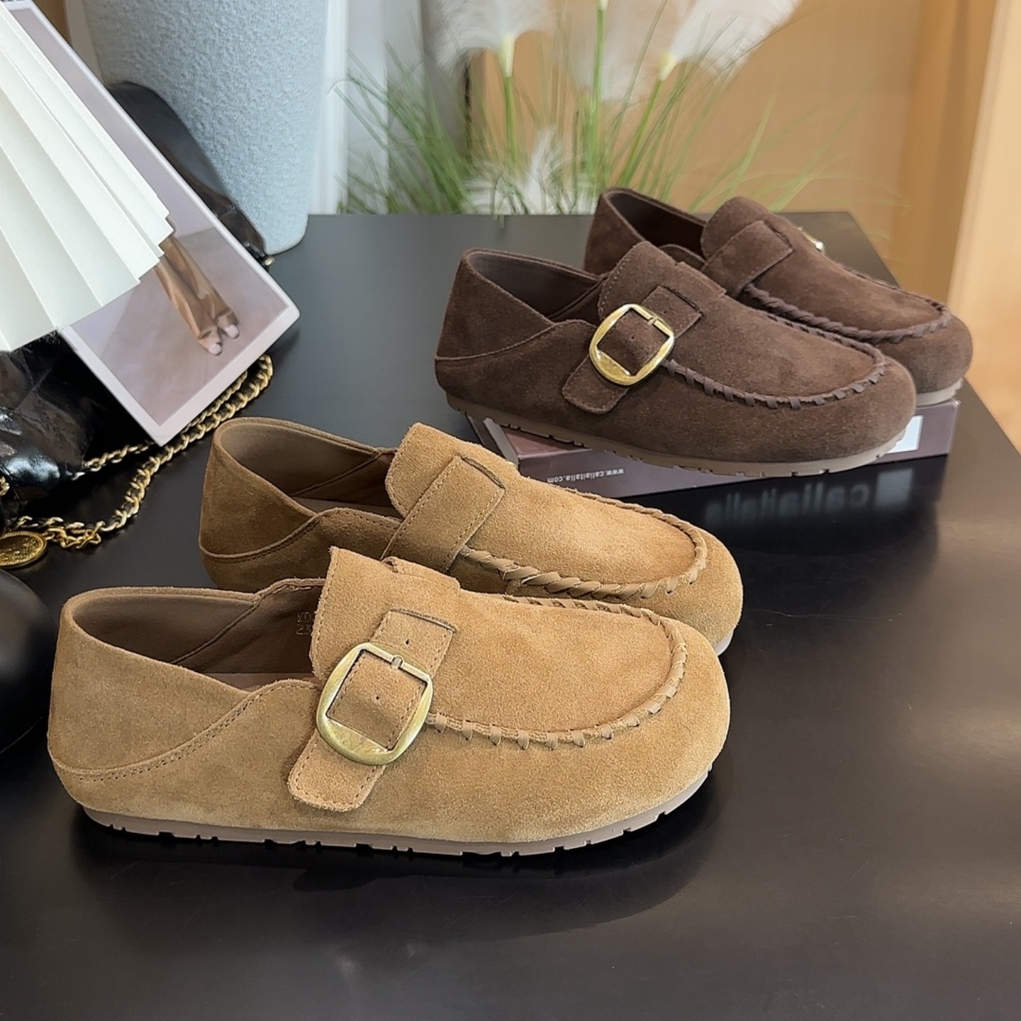 平底勃肯鞋懒人一脚蹬乐福鞋单鞋