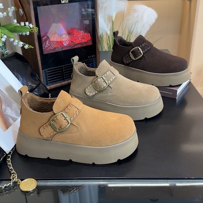 厚底增高勃肯鞋冬季新款毛绒棉鞋