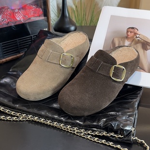 真皮毛绒懒人一脚蹬勃肯拖鞋 冬季 绝美经典 半拖2025新款 加绒勃肯鞋