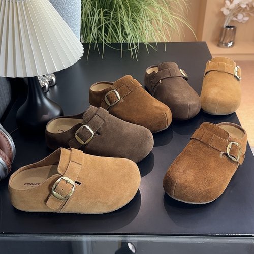 内增高勃肯鞋半拖真皮包头博肯鞋