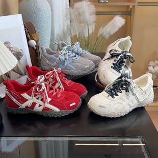 复古红色德训鞋女款2026春季新款经典厚底内增高防滑运动休闲女鞋