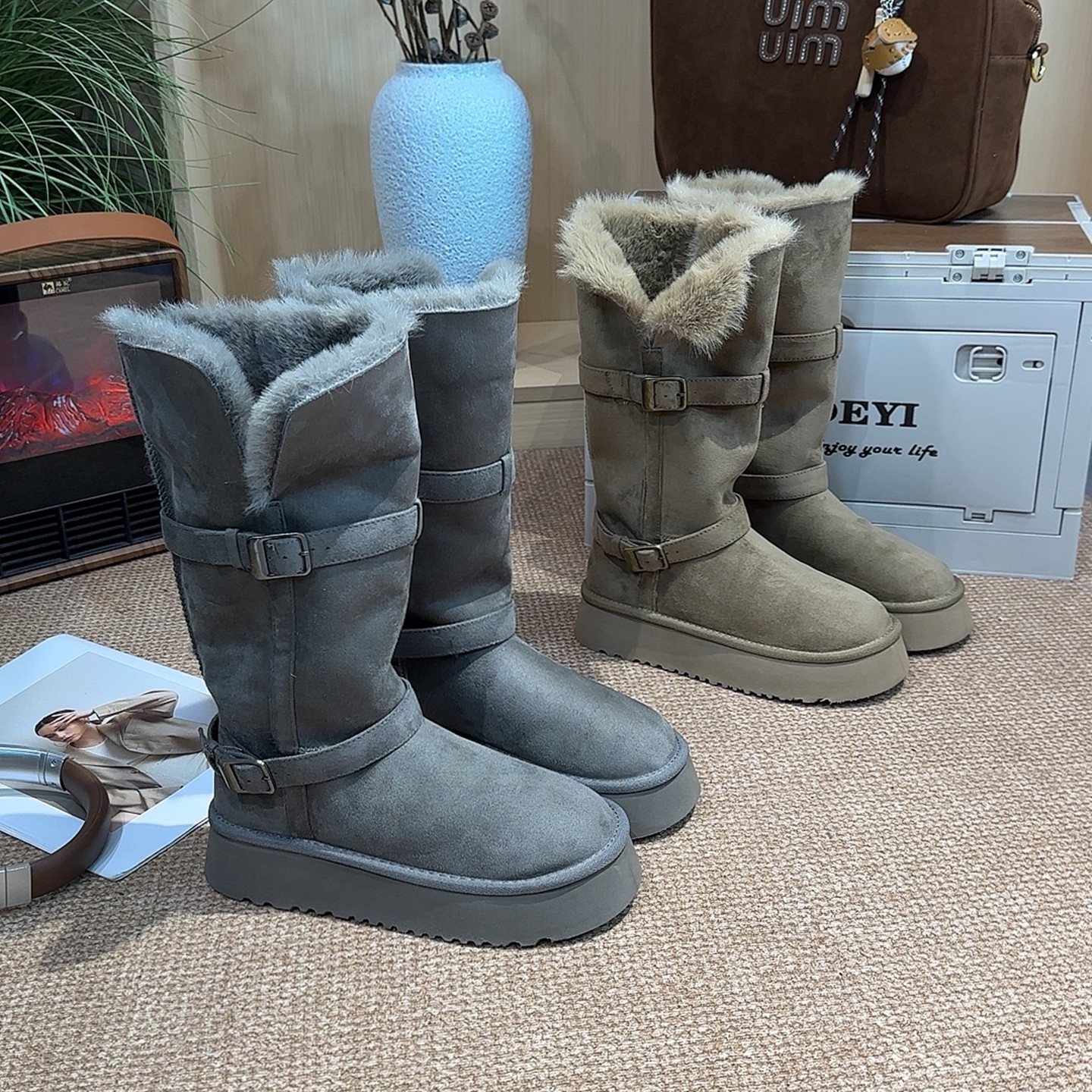 加厚加长东北雪地靴户外可穿的