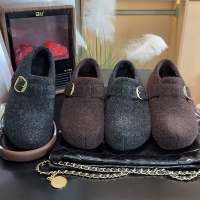 毛呢内增高勃肯鞋加绒加厚冬季