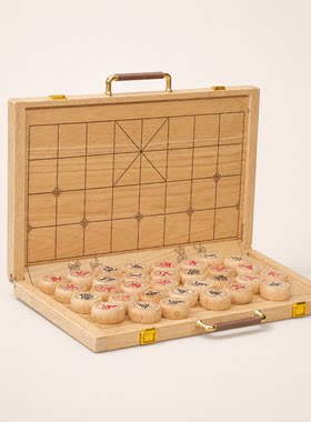 升降式折叠棋盘手工实木便携收纳