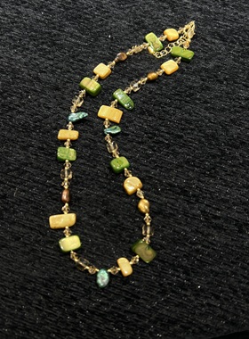 中古高级感不规则彩色贝壳项链复古个性时尚轻奢百搭锁骨链度假风