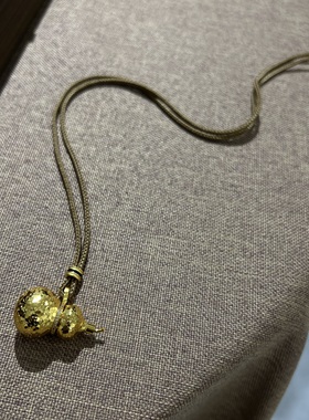 新中式古法重工龙鳞实心葫芦吊坠棕绳项链复古小众高级轻奢锁骨链