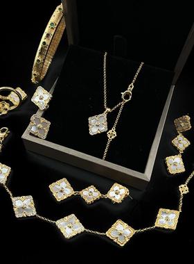 欧美拉白贝母四叶草项链手链耳钉