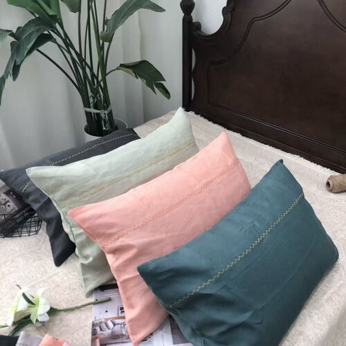 【多彩枕套】 汉麻枕套 多个颜色可选 48*74cm  带拉链