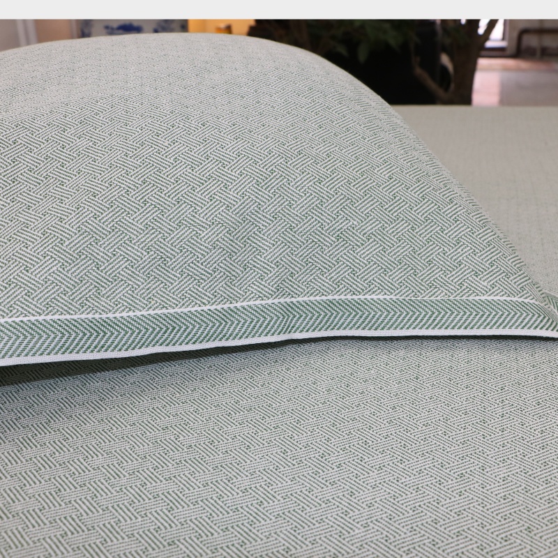 新版【芦席纹 】哈麻双鹤 新版亚麻加厚床单  薄款凉席绿色简约