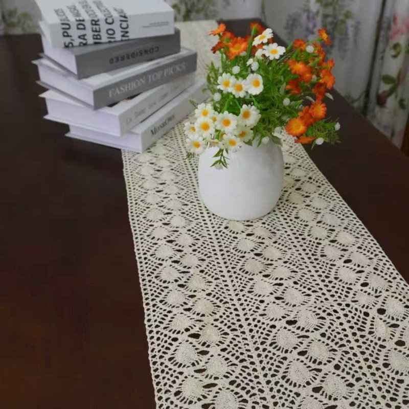 34*200cm【55%汉麻+45%棉】米白色流苏桌旗