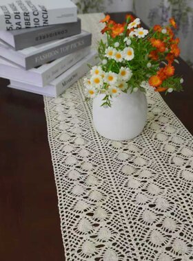 34*200cm【55%汉麻+45%棉】米白色流苏桌旗