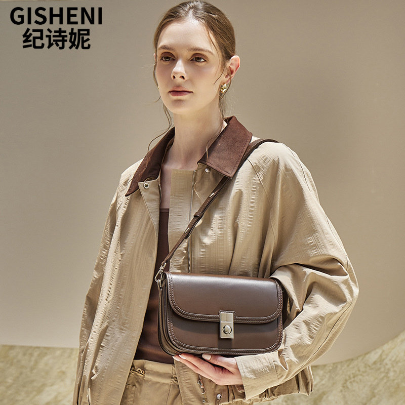 Gisheni/纪诗妮韩国小众真皮女新