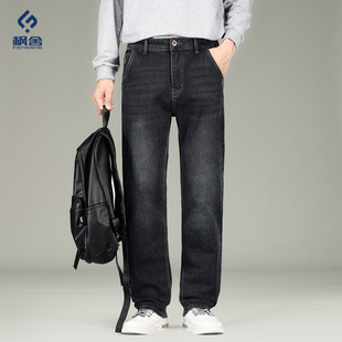 男装 /2026秋冬新款厚款弹力商务直筒裤男士牛仔裤窄版阔腿