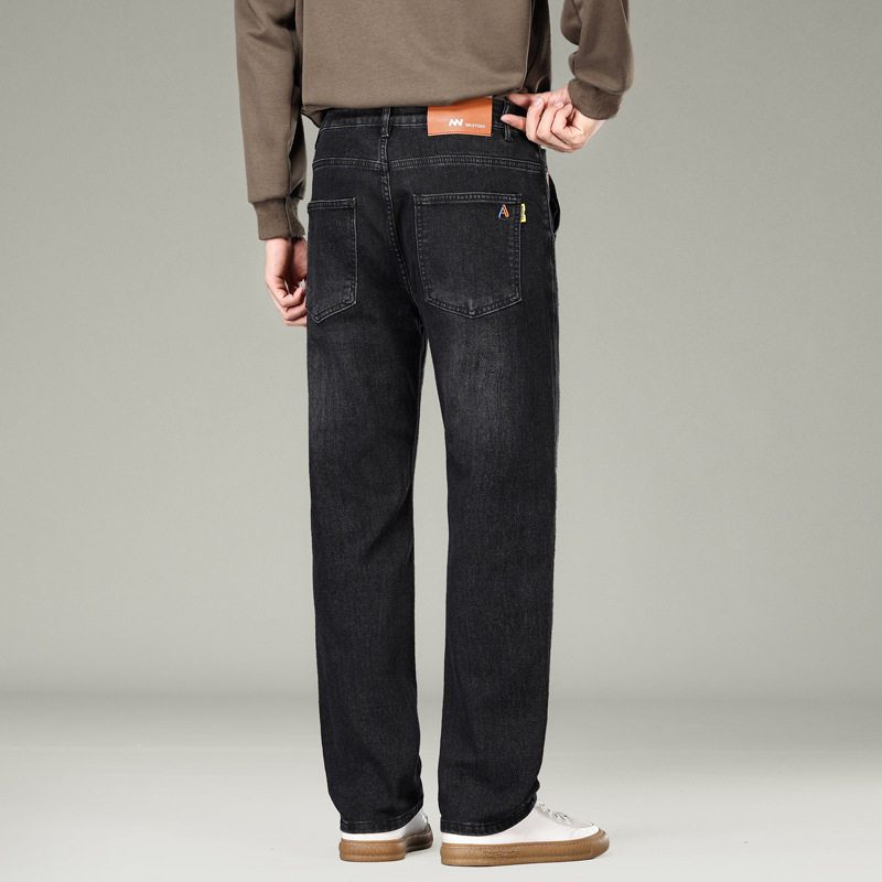2025秋冬新款厚弹力商务男士牛仔裤窄版直筒阔腿