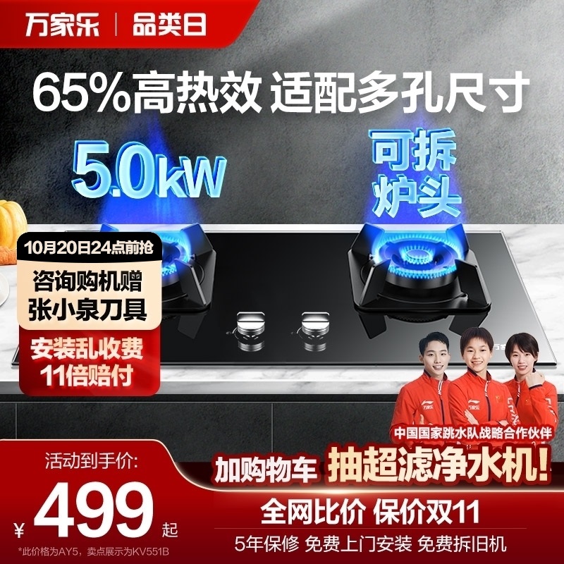 万家乐AY5/KV551B燃气灶家用厨房灶具天然气液化气煤气炉灶双灶