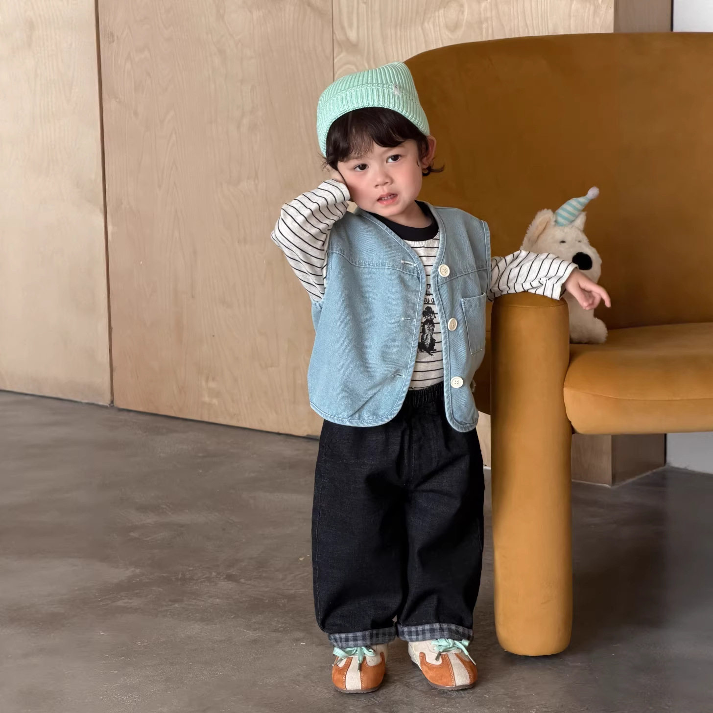 儿童衣服韩版春装宝宝春装2026韩版童装儿童马甲男童牛仔裤套装