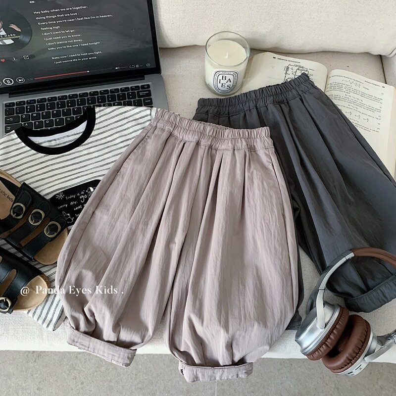 波拉男童裤子春秋2026新款春装儿童直筒裤中小童纯色休闲裤灰色潮