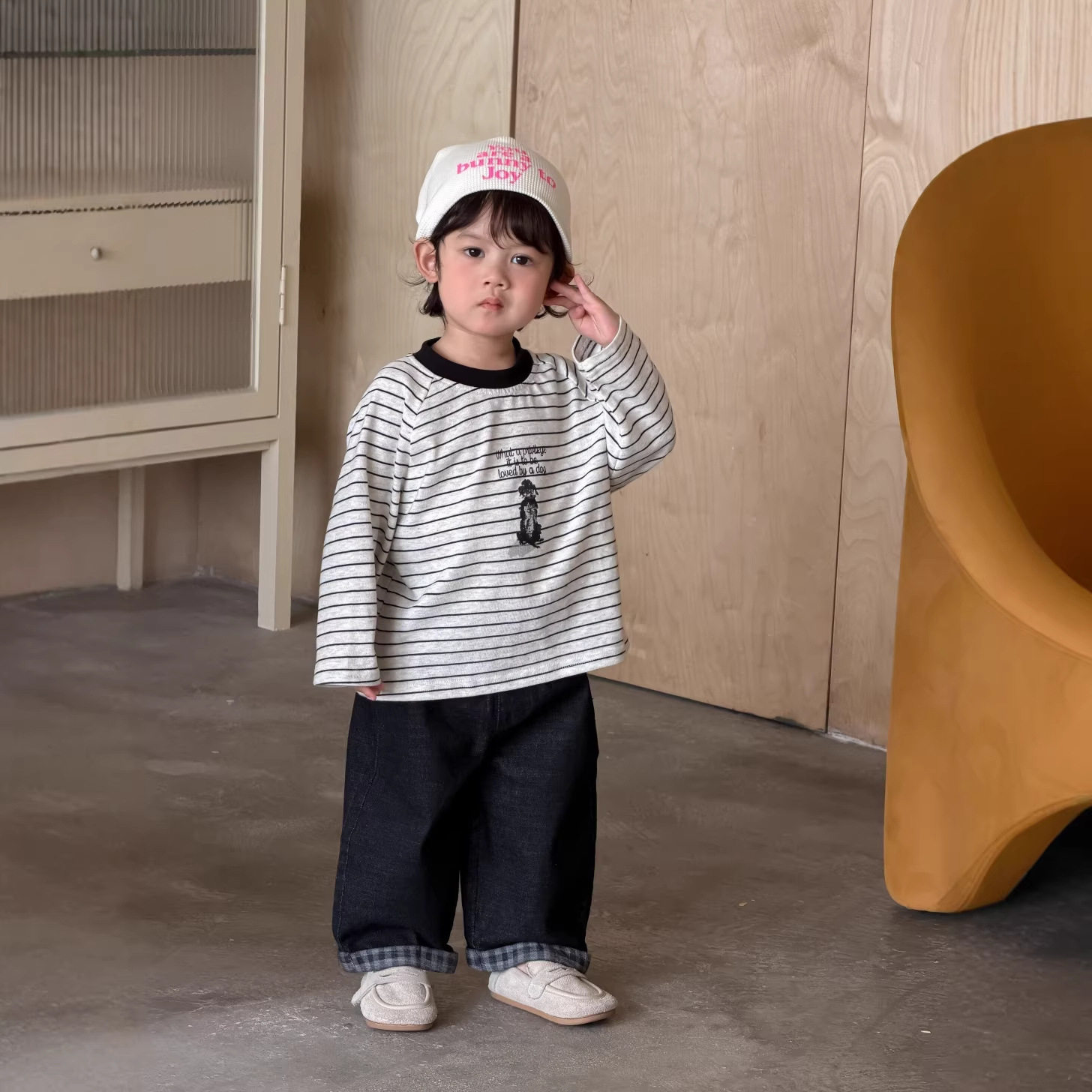 儿童衣服韩版春装宝宝春款服装2026童装男童条纹T牛仔裤子套装