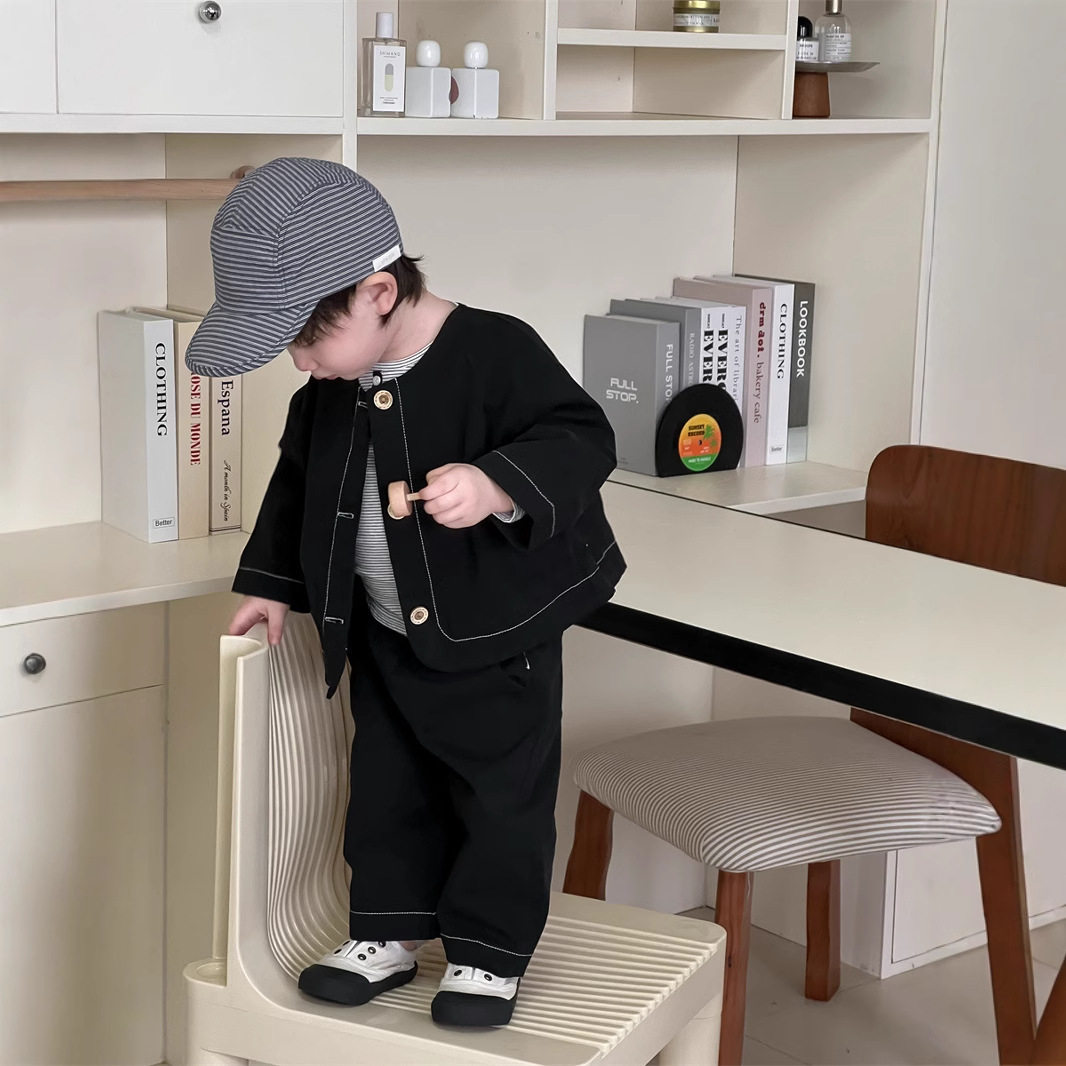 男童牛仔外套春季衣服宝宝套装2026春款韩版童装儿童T恤牛仔裤套