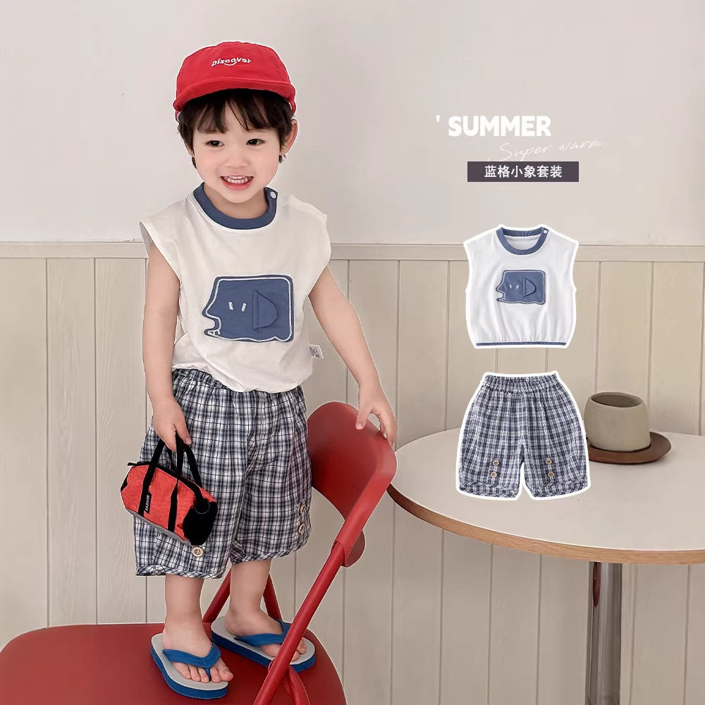 婴幼儿夏季新款衣服卡通超萌宝宝短袖七分裤休闲套装男小童夏薄款