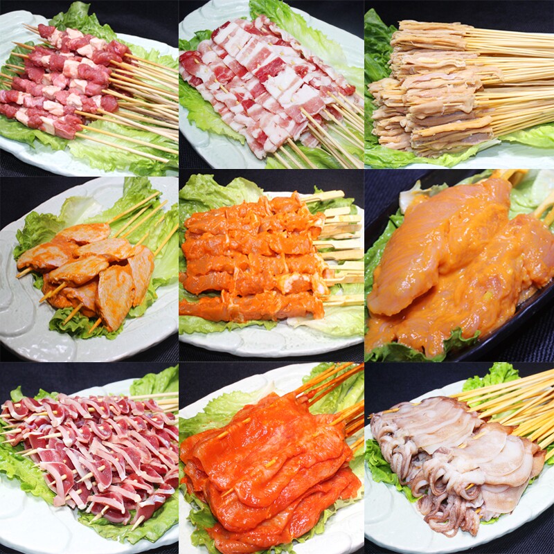 烧烤食材牛肉串鸭胗串鱿鱼串翅中串 臭豆腐串 骨肉相连串团建商用