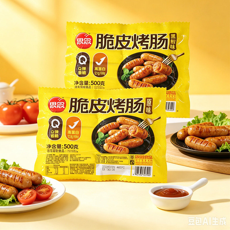 思念脆皮烤肠原味黑椒味图片