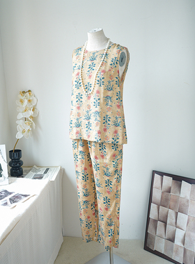 Kalman | 真的真丝！清新蓝绿色花卉适合妈妈的套装优雅显瘦气质