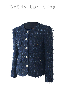 Kalman | 气质知性！ 藏蓝色粗花呢立体飘带~~小香风外套女