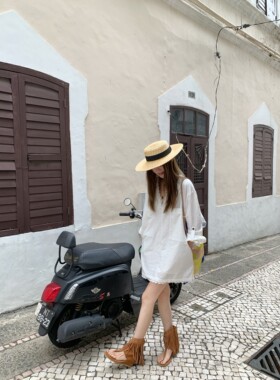 Kalman | 法国小众设计 进口亚麻慵懒清冷感蕾丝花边拼接衬衫裙