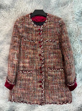 【温暖秋冬假日】新国标90白鸭绒！棕红格纹粗花呢外套  A72153