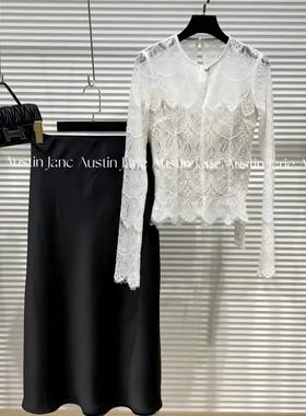 （睫毛蕾丝）高级感气质镂空蕾丝衫2024夏季重工百搭上衣女A75331