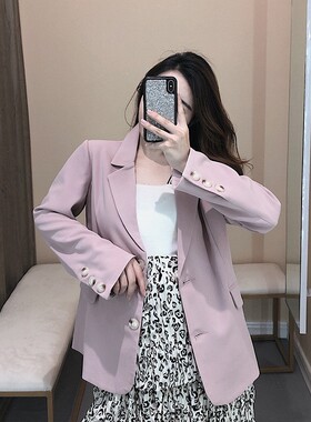 Kalman 粉色西装外套女  chic宽松韩版休闲小西服S8882