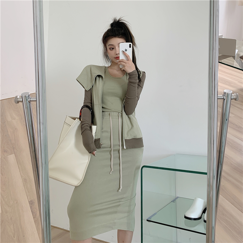 Real price real shot net Red Wizard Hat coat fashion suit small number of slim waistcoat skirt three piece set