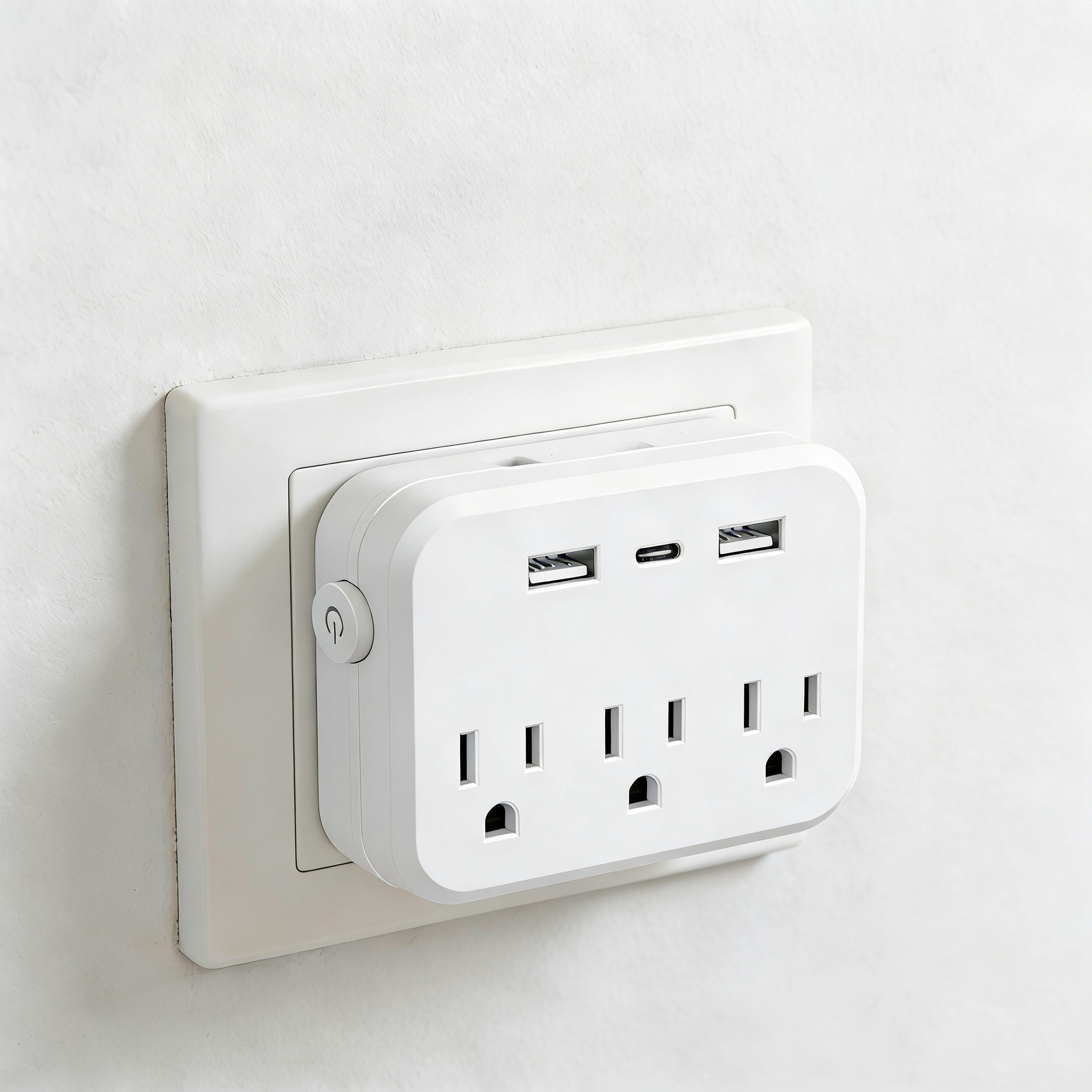 110V美标插座转换器台湾插座插孔扩展带USB美规插排插带USBtype-C