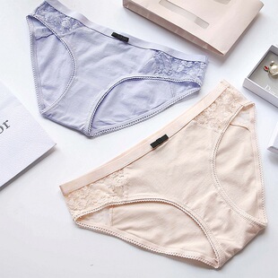 【闭店清仓，不退换，不包邮】中低腰蕾丝拼接纯棉女士内裤1046