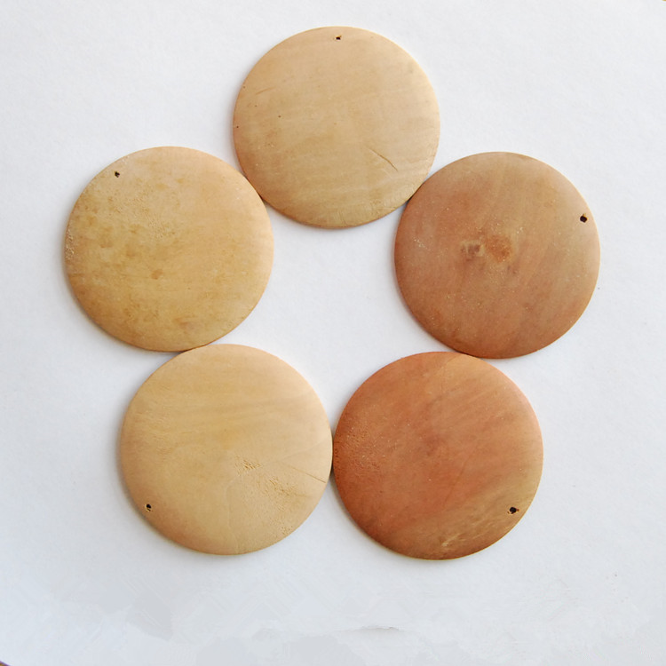 5cm一面鼓圆形木片耳环片项坠片diy彩绘漆画材料瑕疵清仓(5个价）