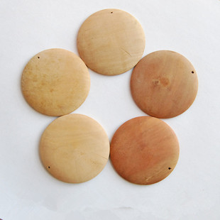 5cm一面鼓圆形木片耳环片项坠片diy彩绘漆画材料瑕疵清仓(5个价）