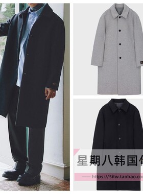 直邮韩国代购 Mind Bridge男士秋冬羊毛羊绒商务中款大衣MWCA7102