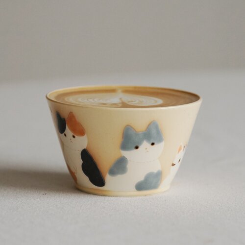 手绘哑光叶子手作猪口杯拉花杯