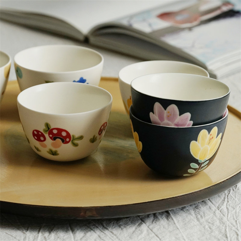 叶子手作花见杯手绘哑光咖啡杯