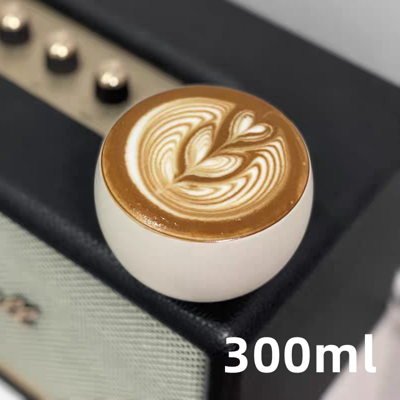 叶子手作咖啡杯哑光300ml手握杯