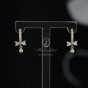 夏日微风 精致蝴蝶结耳圈耳扣圈饰925纯银镀金小众现货 浮光风铃