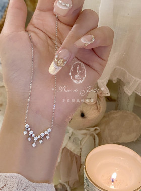 星尘感水滴水晶项链925纯银气质