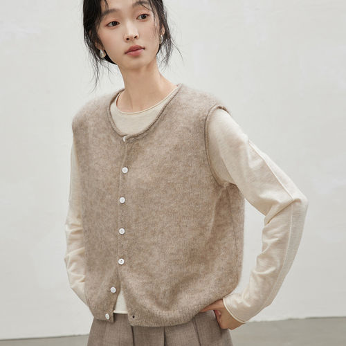 随便怎么搭！baby小山羊绒V领坎肩女羊绒马甲针织开衫春季小外套